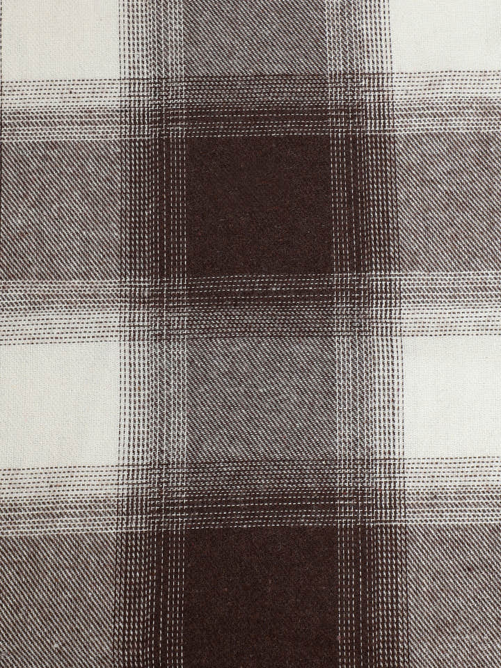 CAHOOT Men's Brown & Off-White Checkered Oversized Fit Shirt - view 9