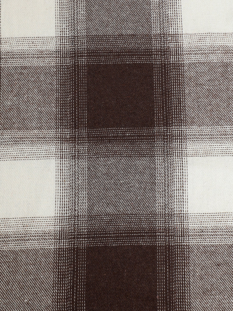 CAHOOT Men's Brown & Off-White Checkered Oversized Fit Shirt - view 9