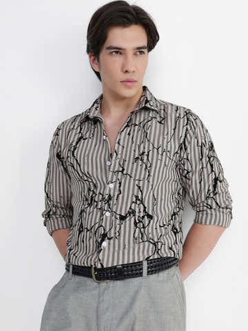 All Over Flock Printed Regular Fit Shirt