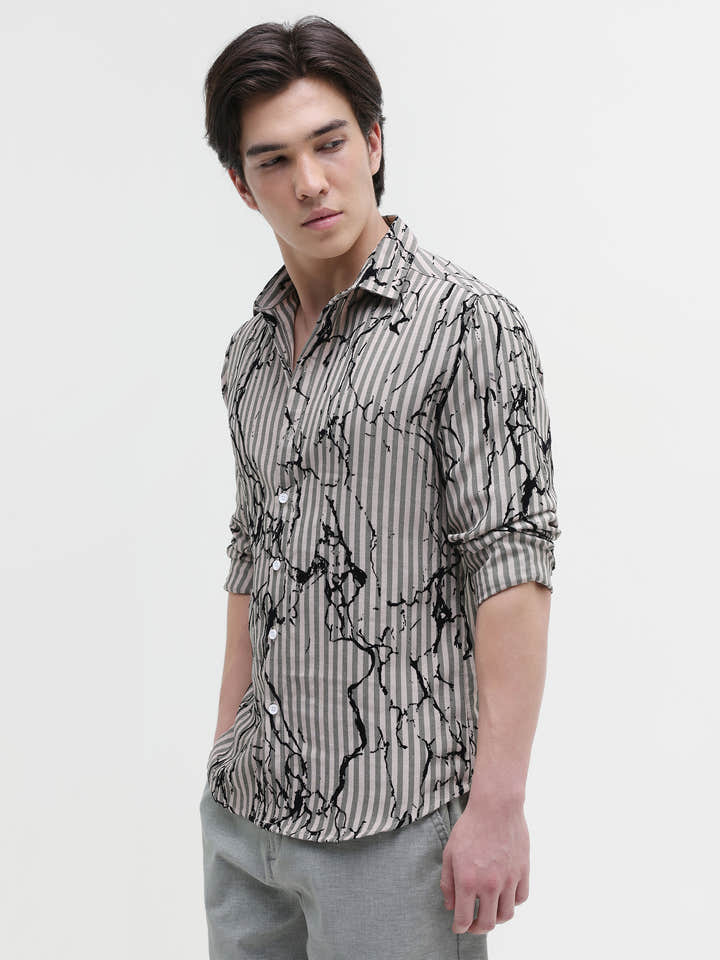 All Over Flock Printed Regular Fit Shirt