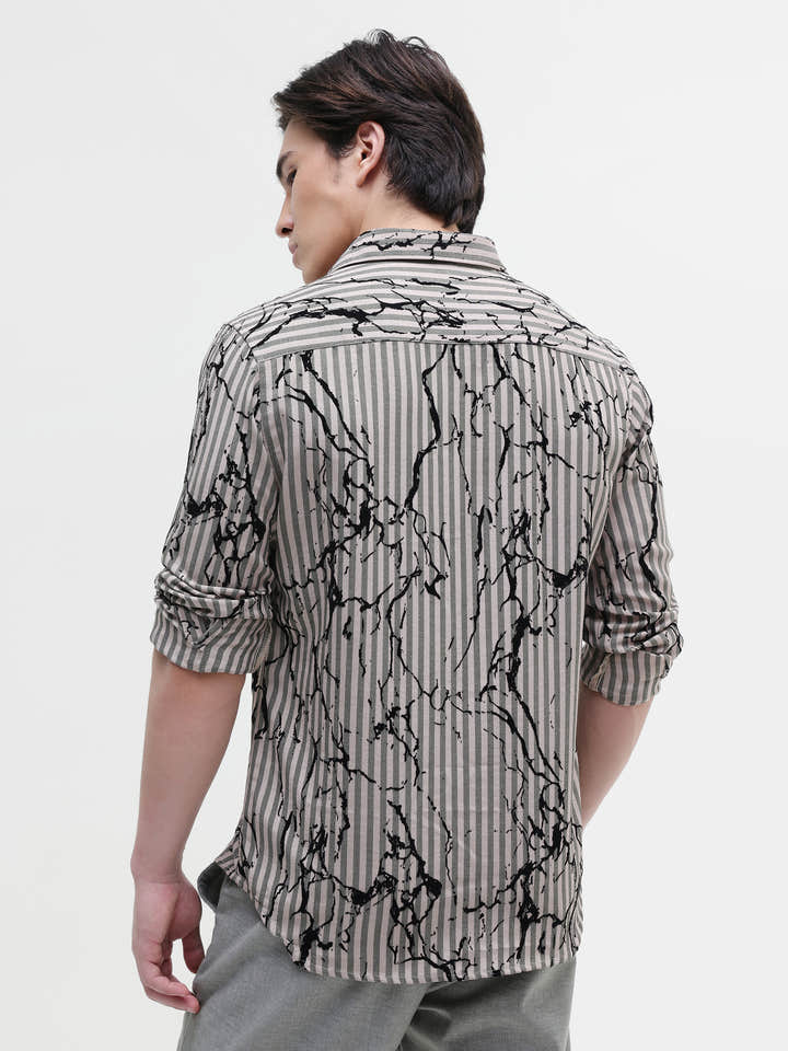 All Over Flock Printed Regular Fit Shirt