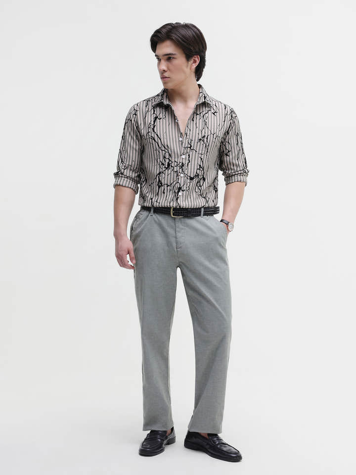 All Over Flock Printed Regular Fit Shirt