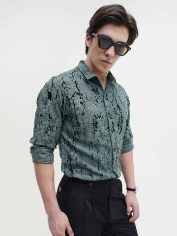 All Over Flock Printed Regular Fit Shirt