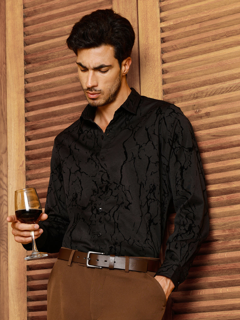 CAHOOT Men's Black Self Design Shirt - view 1