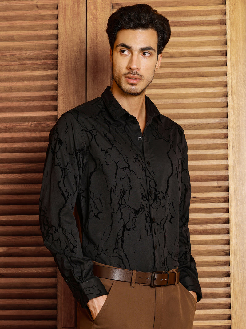 CAHOOT Men's Black Self Design Shirt - view 2