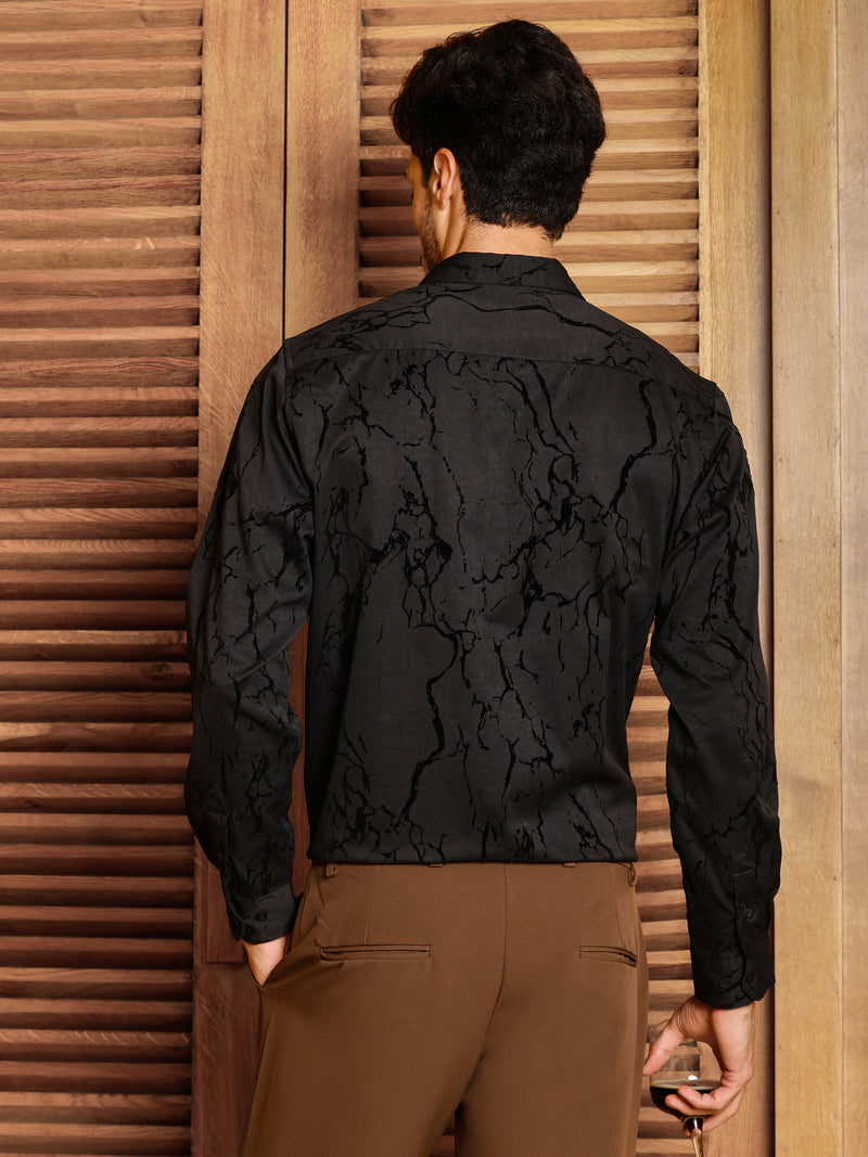 CAHOOT Men's Black Self Design Shirt - view 4