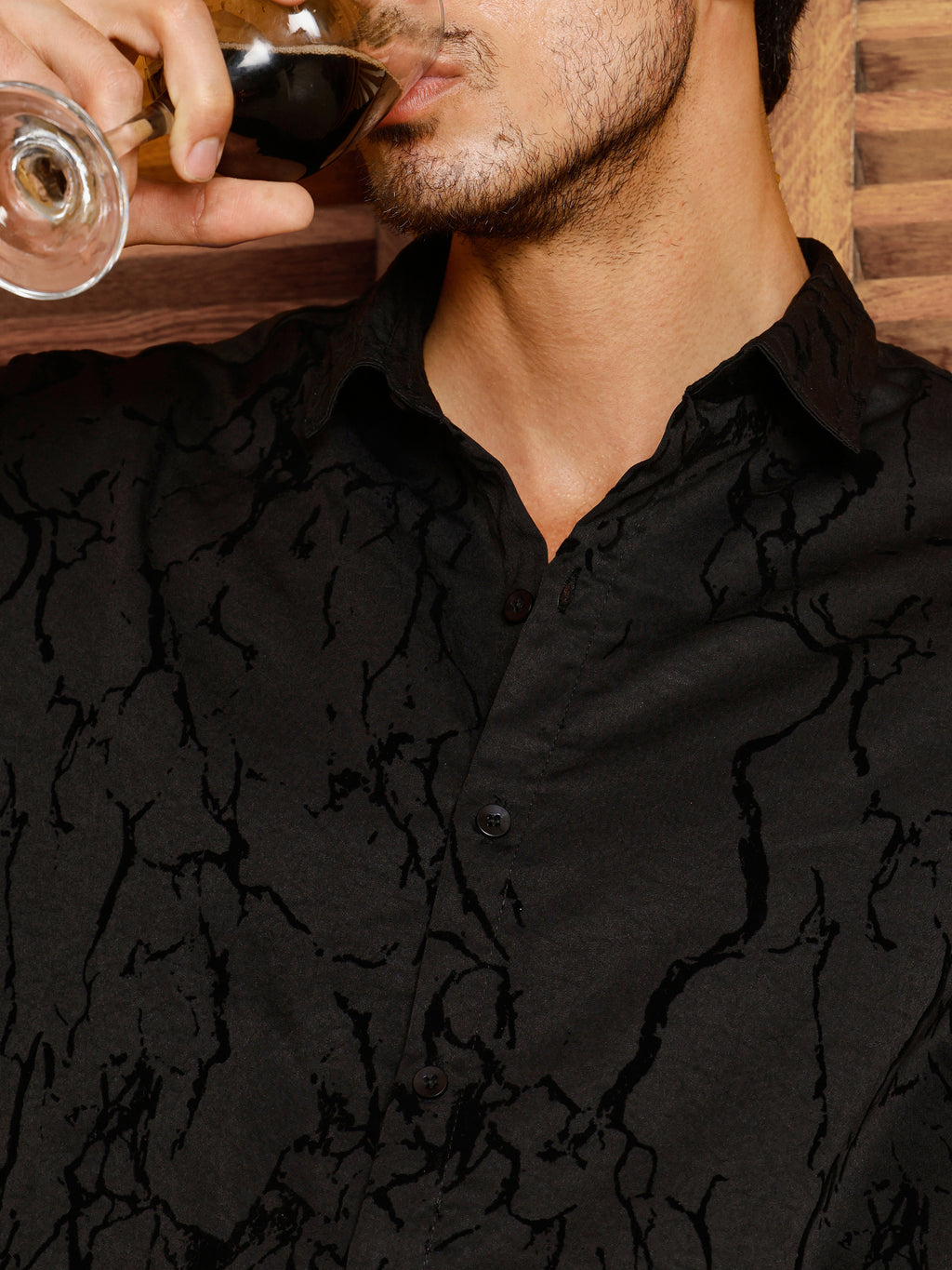 CAHOOT Men's Black Self Design Shirt - view 7