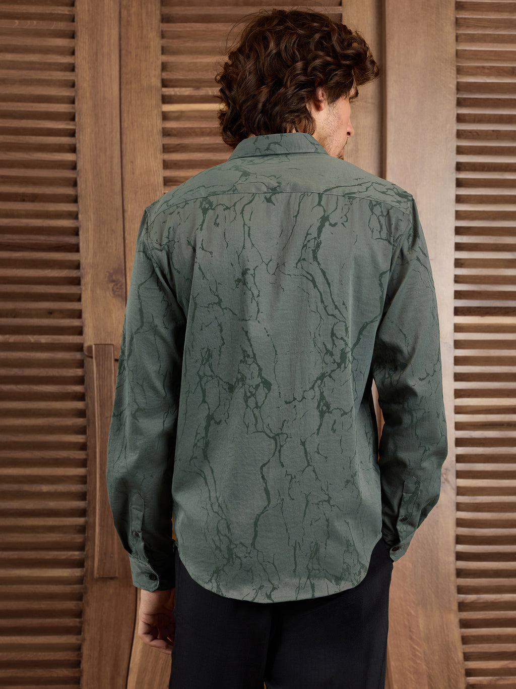 CAHOOT Men's Green Self Design Shirt - view 3