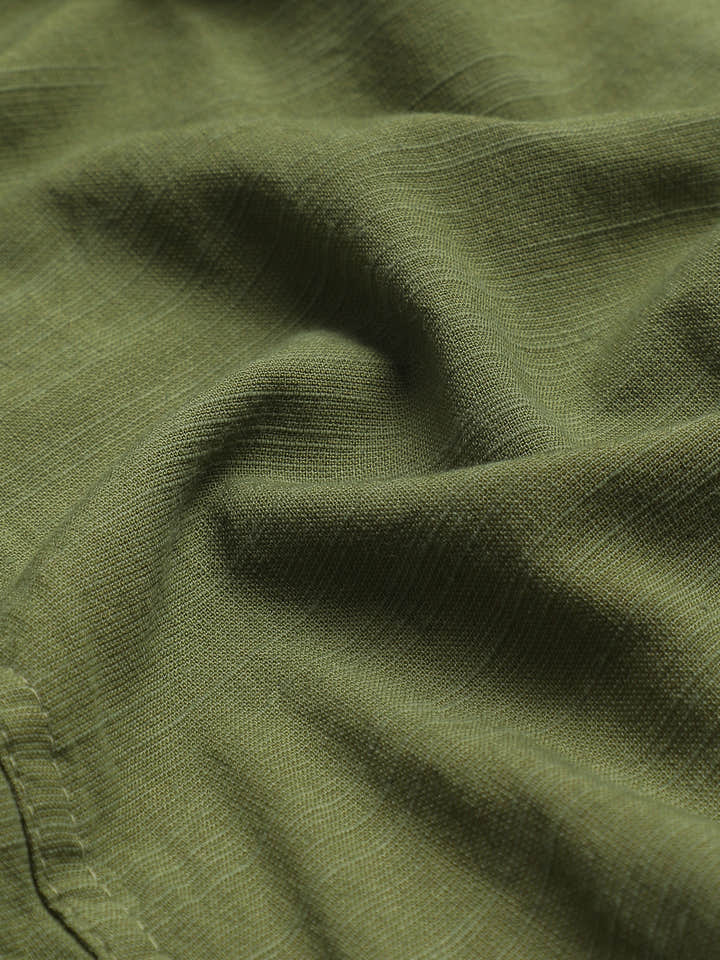 CAHOOT Green Solid Cotton-Rayon Shirt With Patch Pocket - view 7