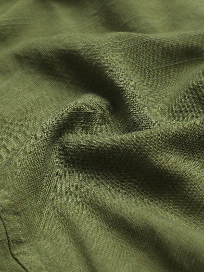 CAHOOT Green Solid Cotton-Rayon Shirt With Patch Pocket - view 7
