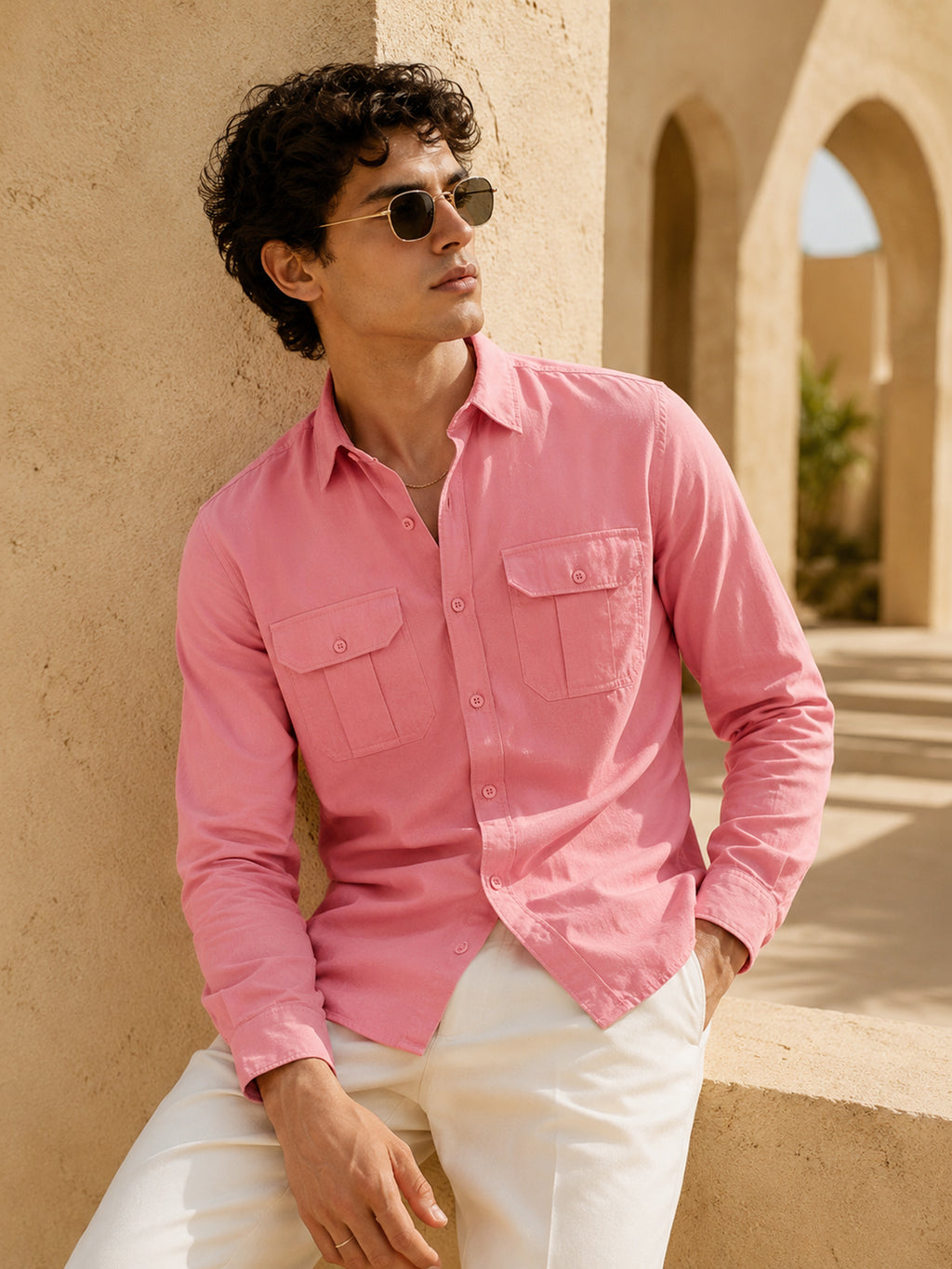CAHOOT Men's Pink Solid Shirt - view 1