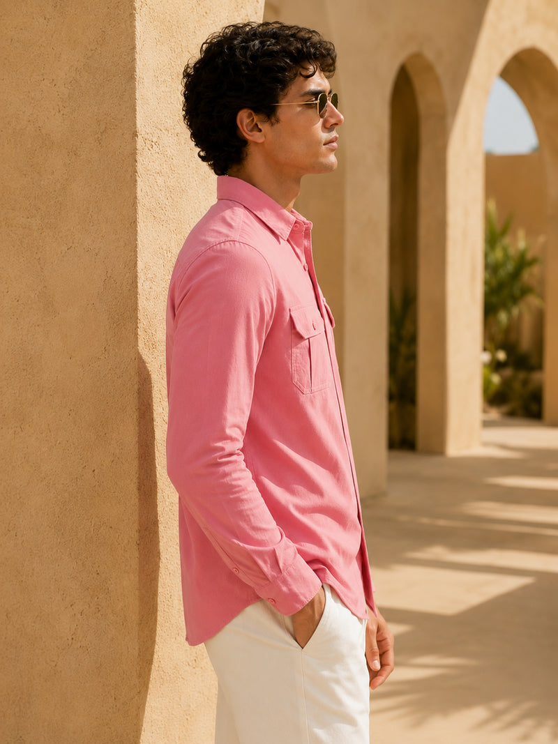 CAHOOT Men's Pink Solid Shirt - view 2