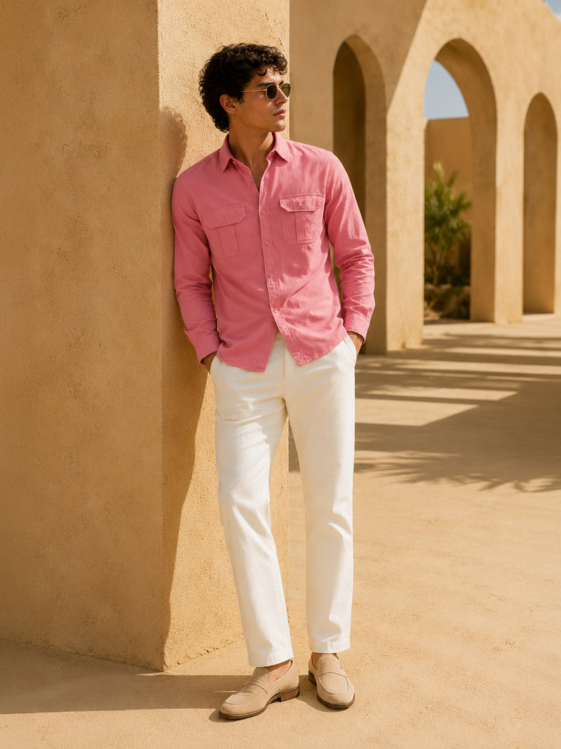 CAHOOT Men's Pink Solid Shirt - view 4