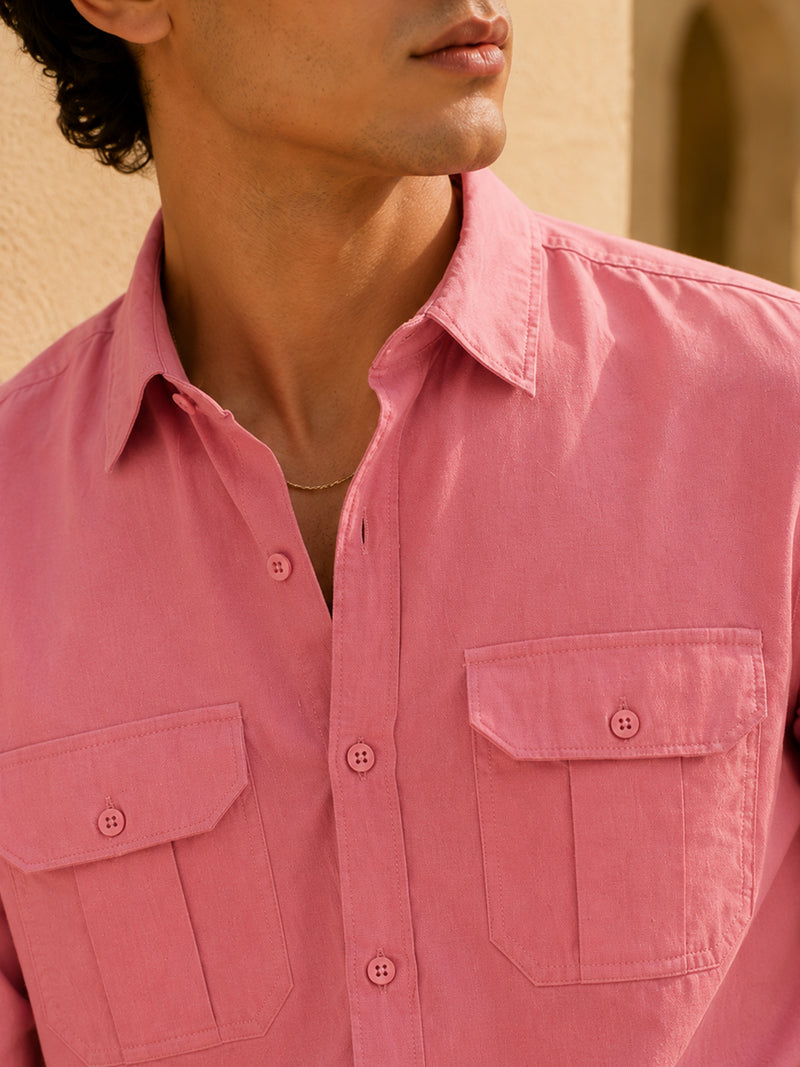 CAHOOT Men's Pink Solid Shirt - view 5