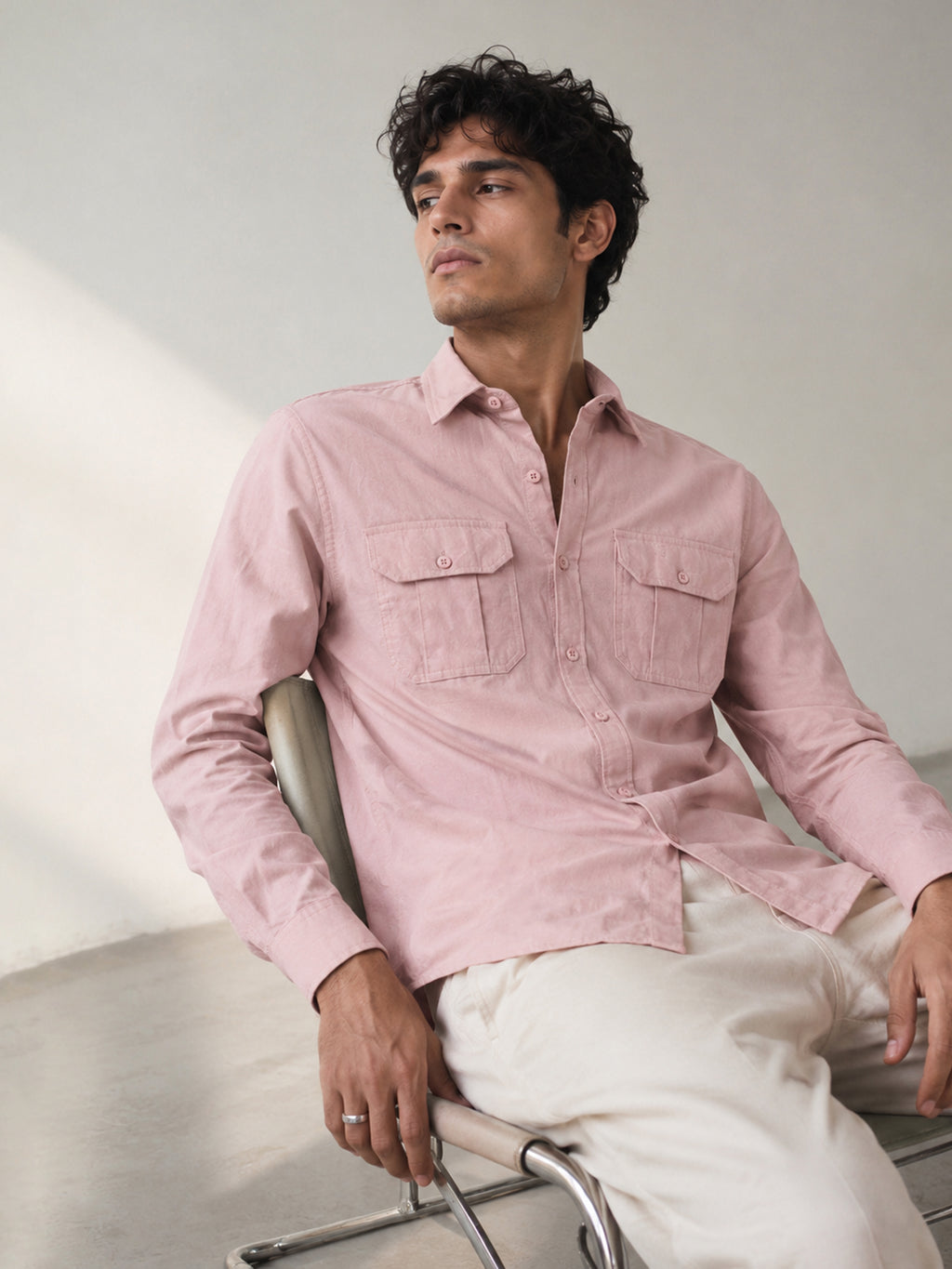 CAHOOT Men's Light Pink Solid Shirt - view 1