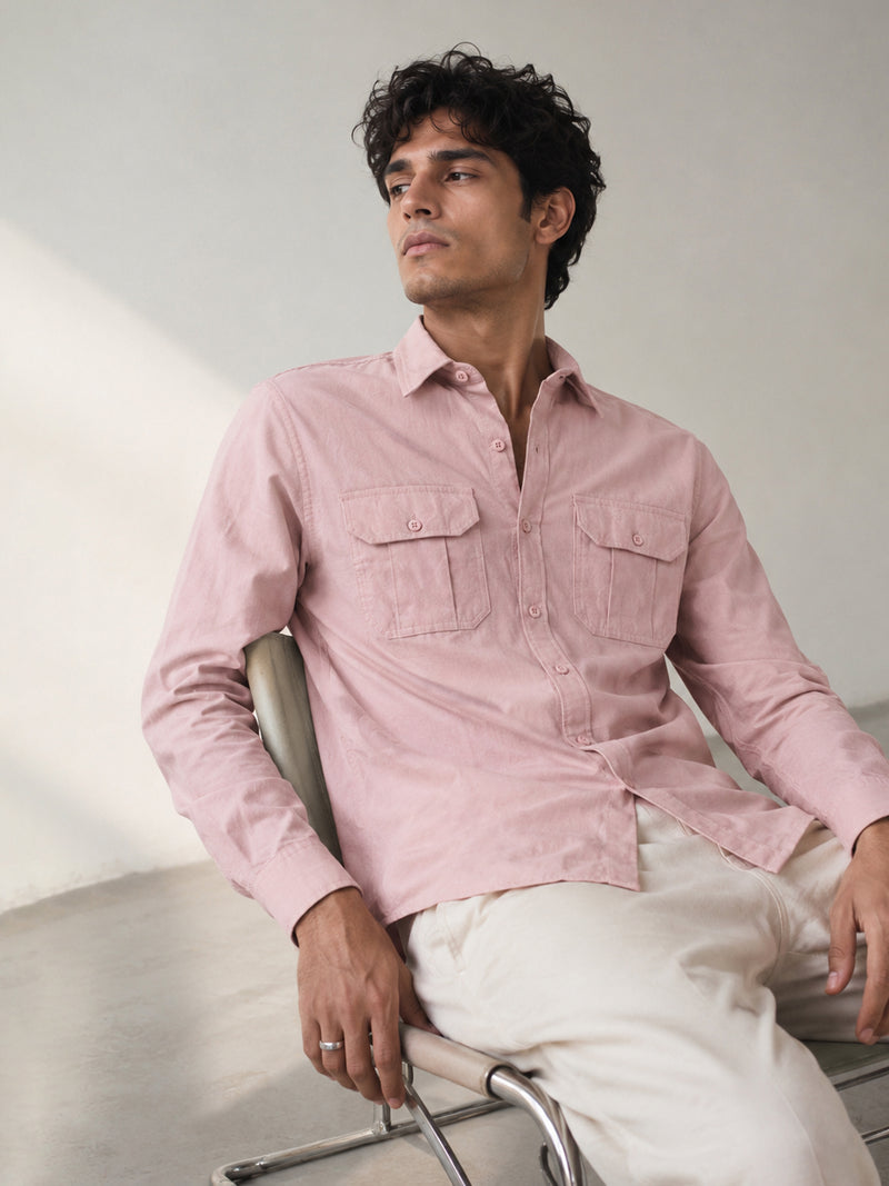 CAHOOT Men's Light Pink Solid Shirt - view 1