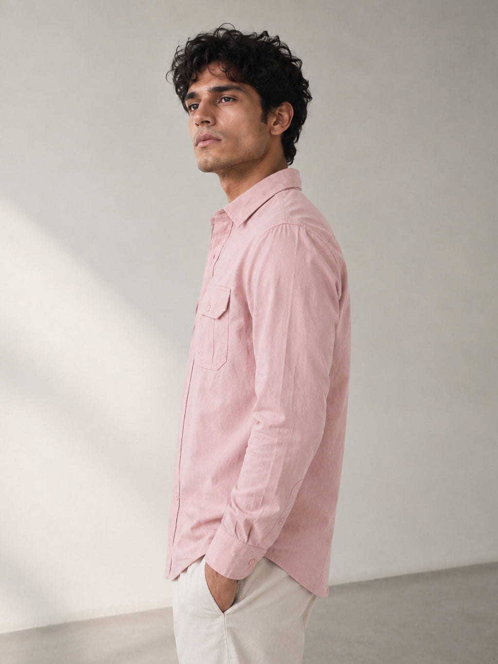 CAHOOT Men's Light Pink Solid Shirt - view 2