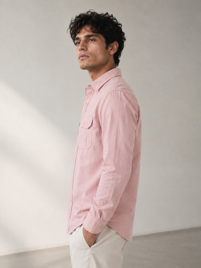 CAHOOT Men's Light Pink Solid Shirt - view 2