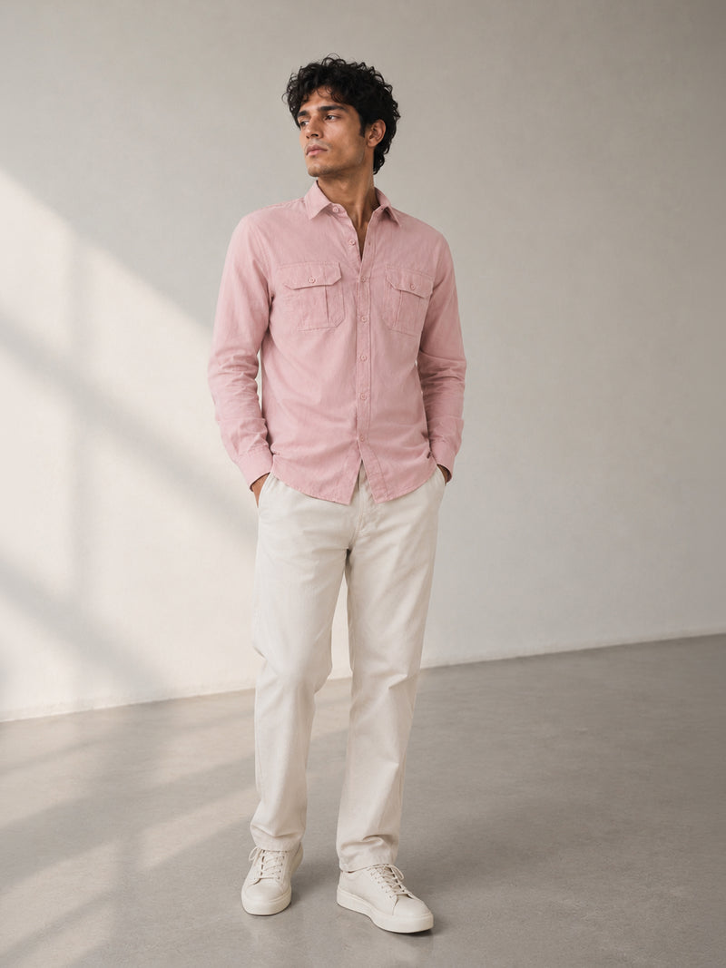 CAHOOT Men's Light Pink Solid Shirt - view 4