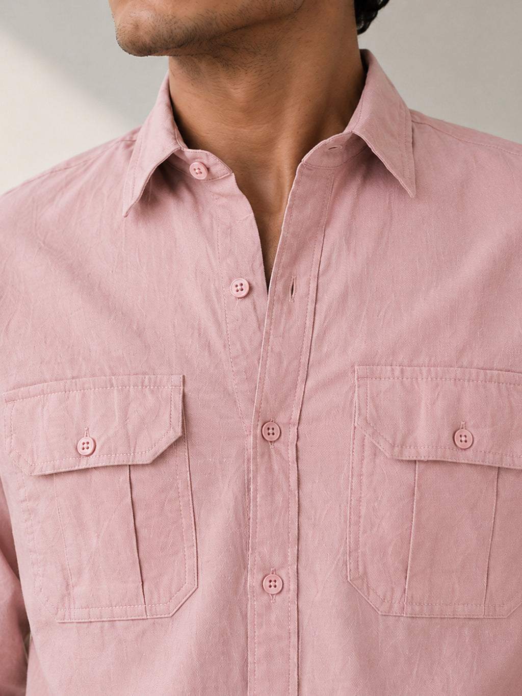 CAHOOT Men's Light Pink Solid Shirt - view 5