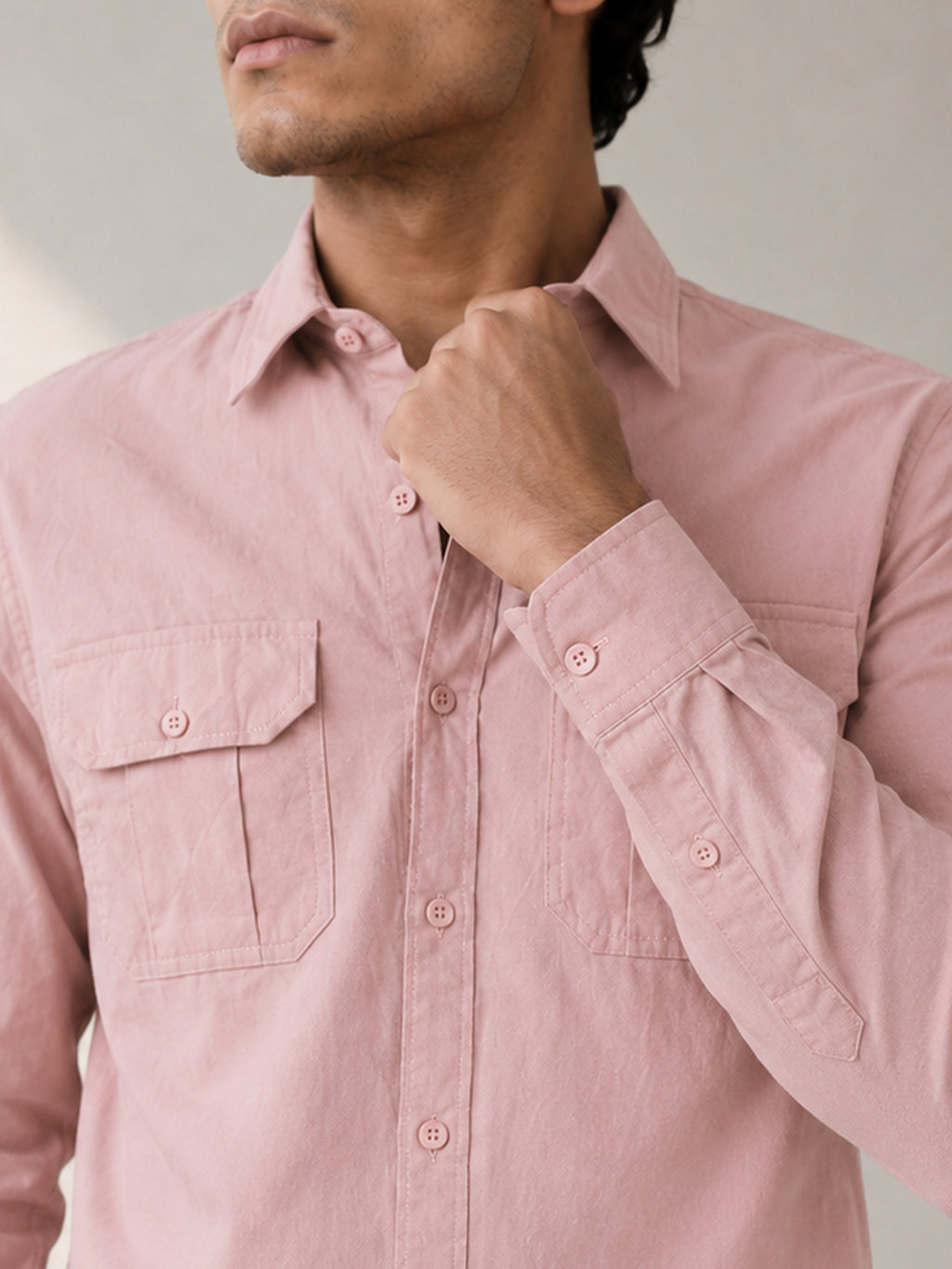 CAHOOT Men's Light Pink Solid Shirt - view 6