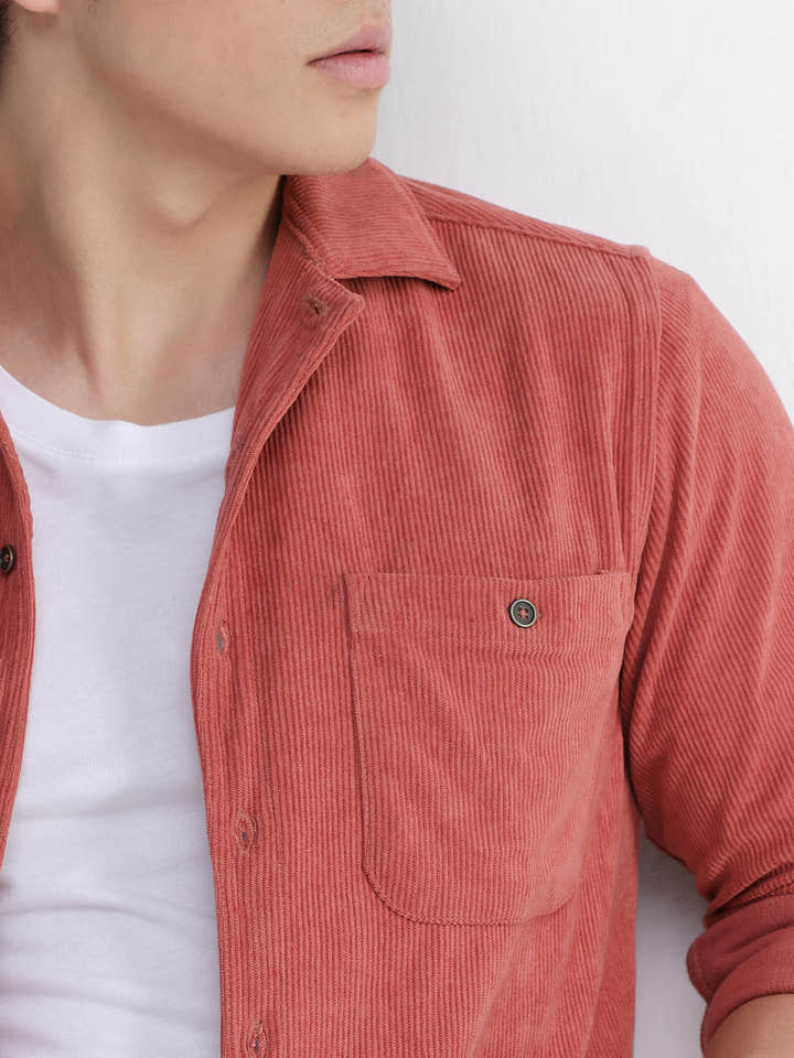 Patch Pocket Corduroy Regular Fit Shirt