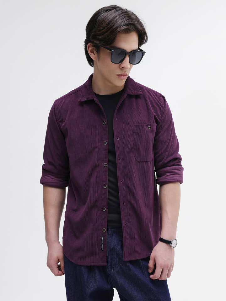 Patch Pocket Corduroy Regular Fit Shirt