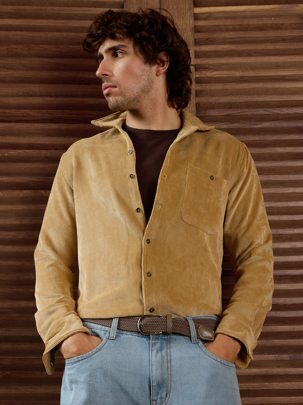 CAHOOT Men's Beige Solid Shirt - view 1