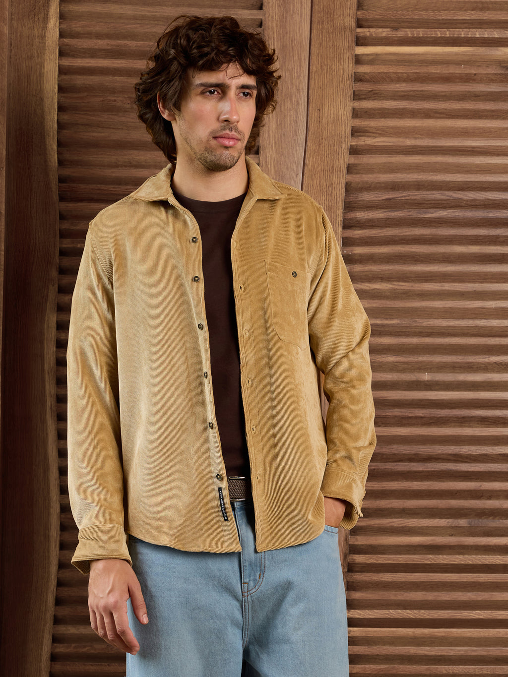 CAHOOT Men's Beige Solid Shirt - view 2