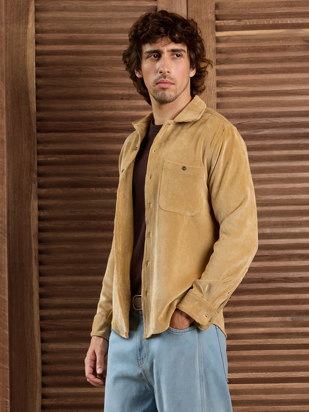 CAHOOT Men's Beige Solid Shirt - view 3