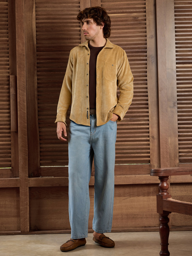CAHOOT Men's Beige Solid Shirt - view 5