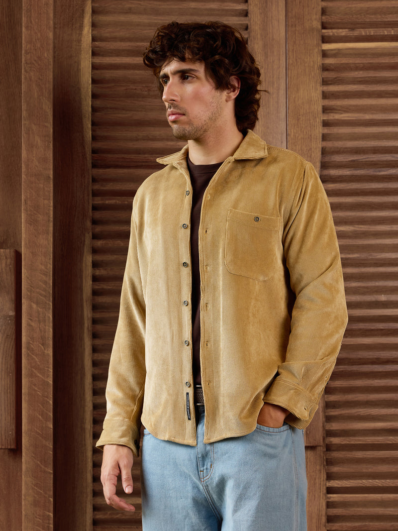 CAHOOT Men's Beige Solid Shirt - view 7