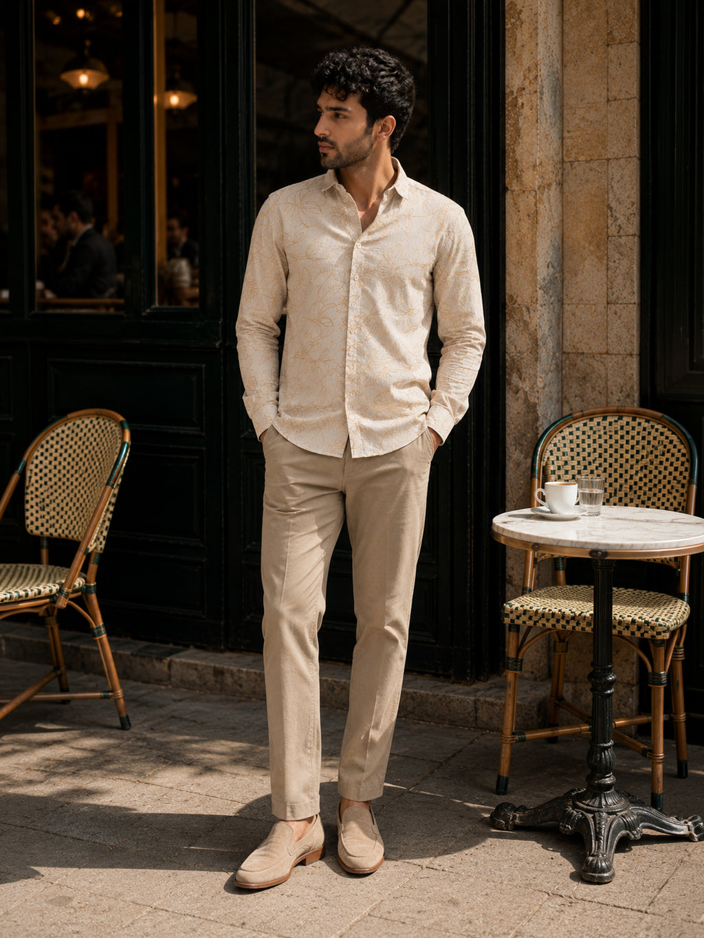 CAHOOT Men's Light Beige Embroidered Shirt - view 4