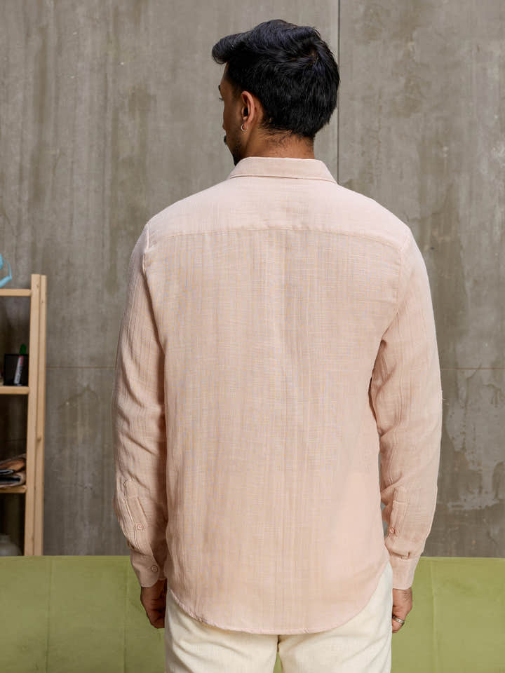 Cahoot Men's Blush Pink Muslin Breezy-Weave Shirt - view 4