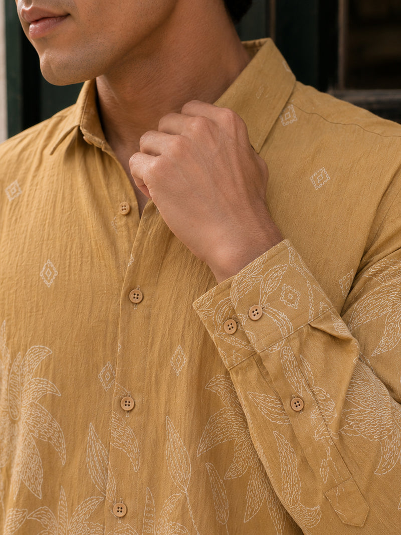 CAHOOT Men's Camel Brown Printed Shirt - view 6