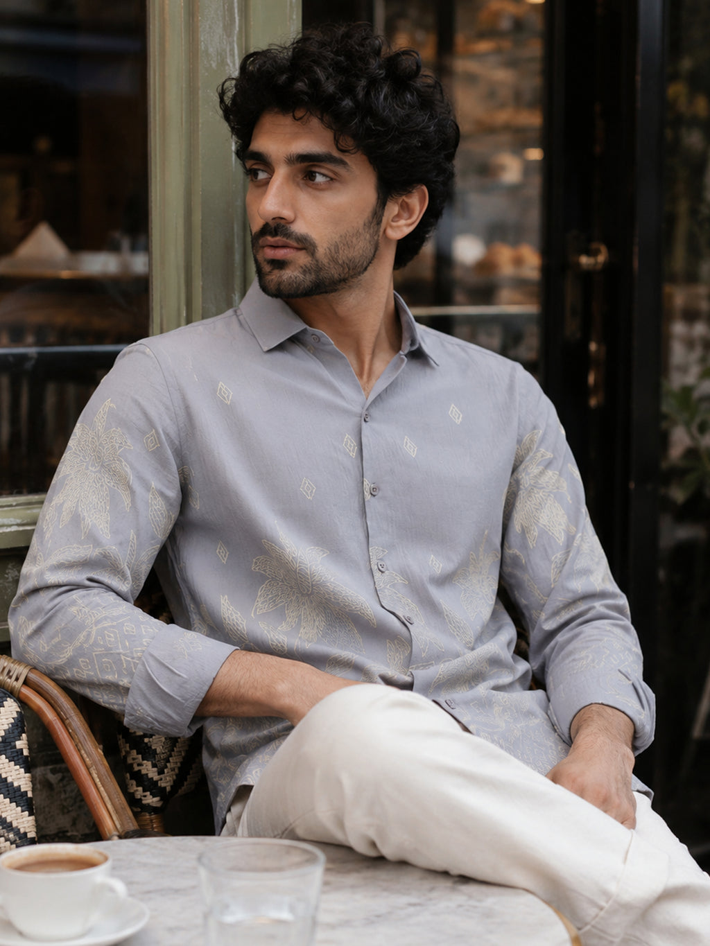 CAHOOT Men's Charcoal Grey Printed Shirt - view 1