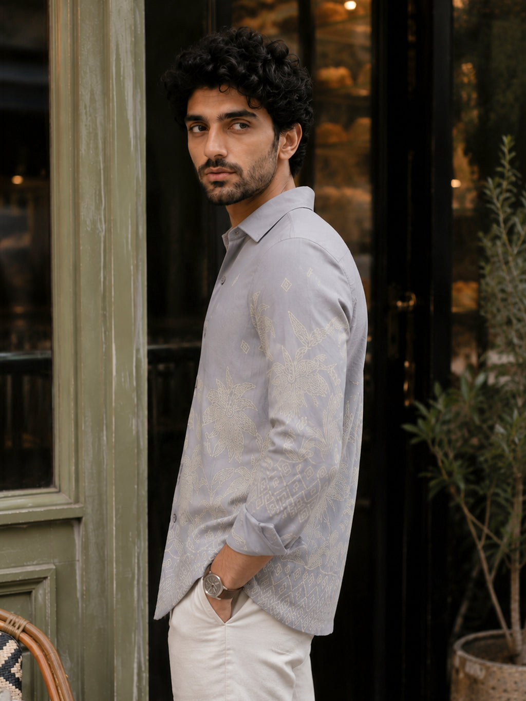 CAHOOT Men's Charcoal Grey Printed Shirt - view 2
