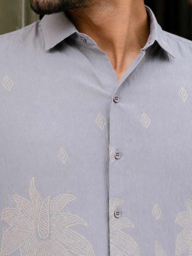 CAHOOT Men's Charcoal Grey Printed Shirt - view 5