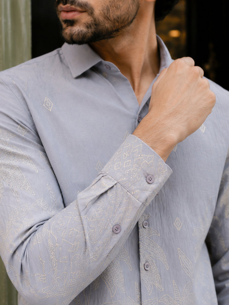 CAHOOT Men's Charcoal Grey Printed Shirt - view 6