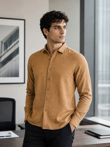 Tan Suede Finish shirt with elbow patch