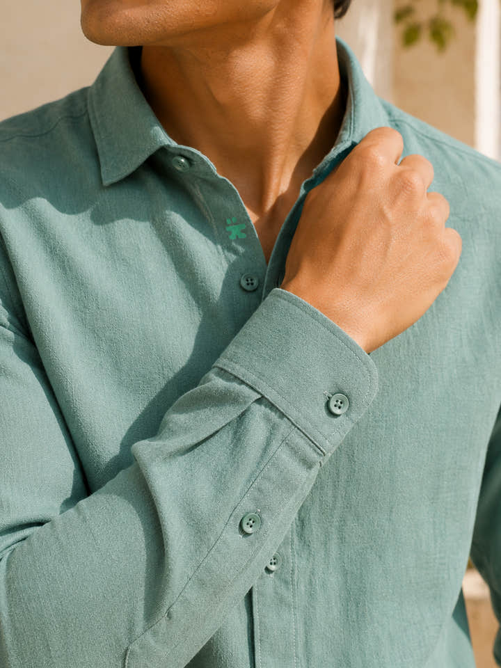 Green Suede Finish shirt with elbow patch