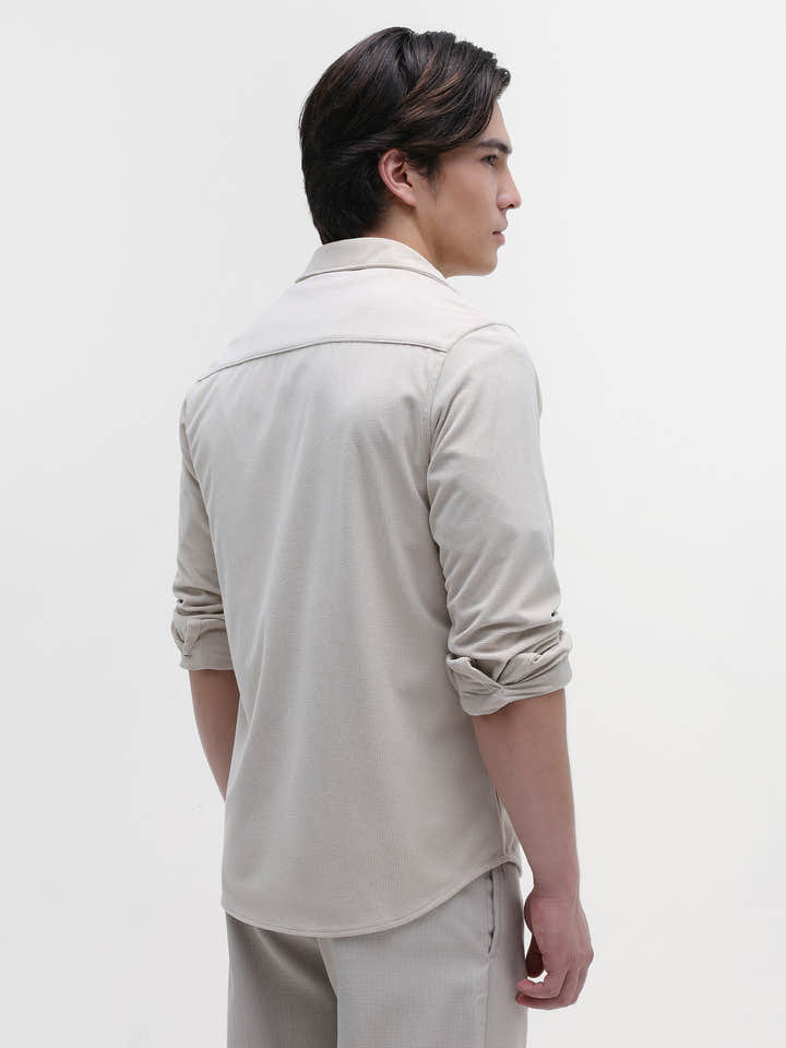 Solid Textured Regular Fit Shirt