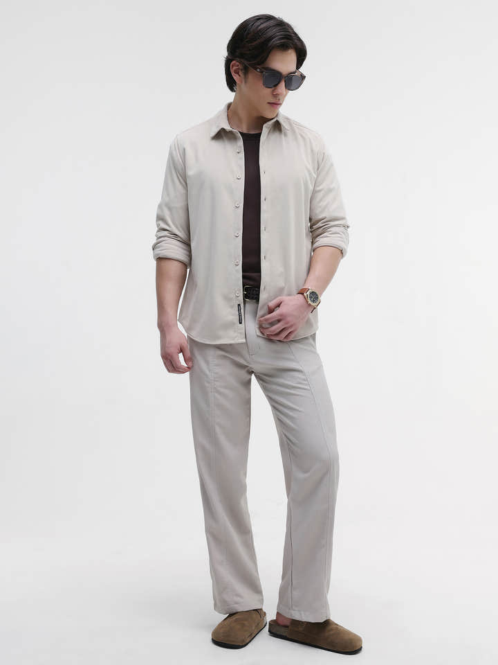 Solid Textured Regular Fit Shirt