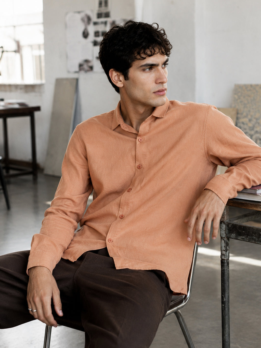 CAHOOT Men's Peach Solid Shirt - view 1