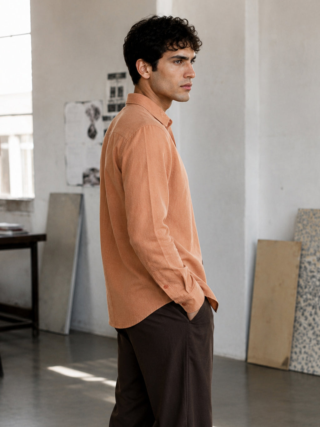 CAHOOT Men's Peach Solid Shirt - view 2
