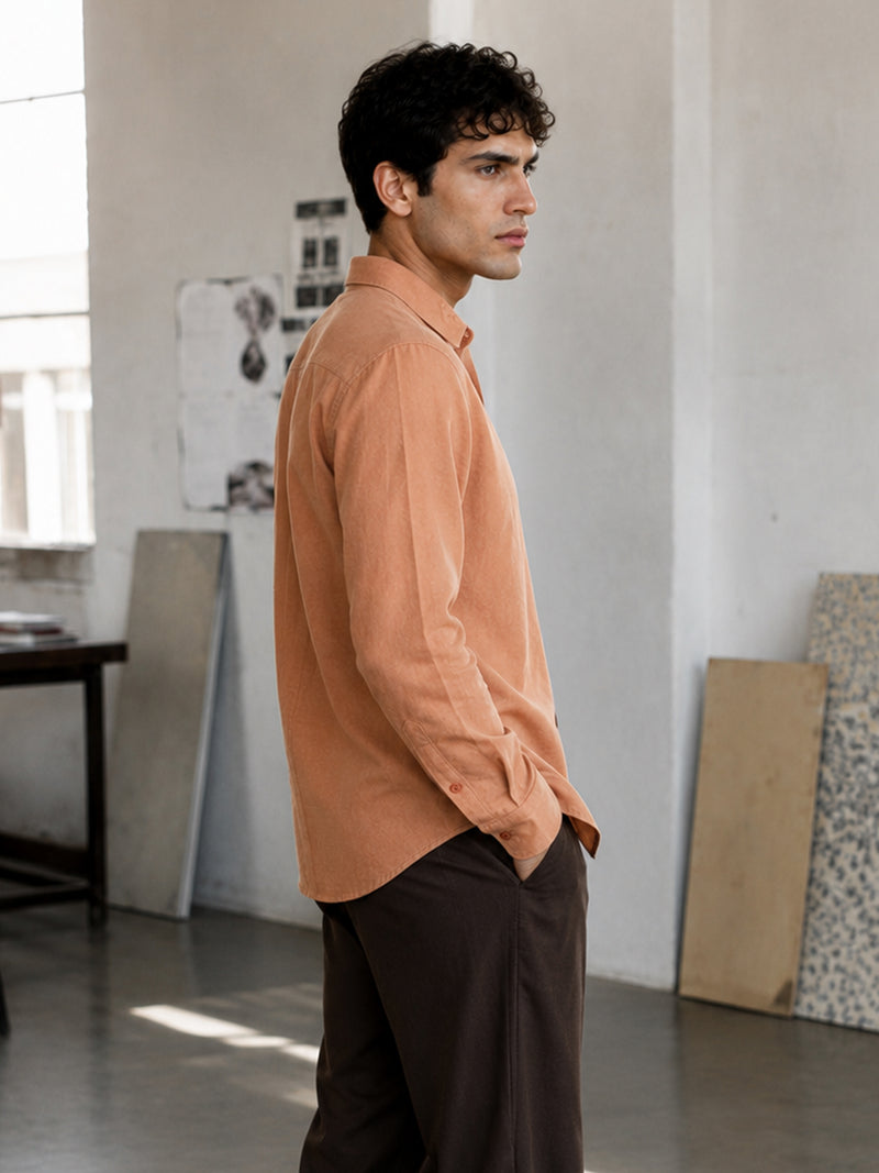 CAHOOT Men's Peach Solid Shirt - view 2