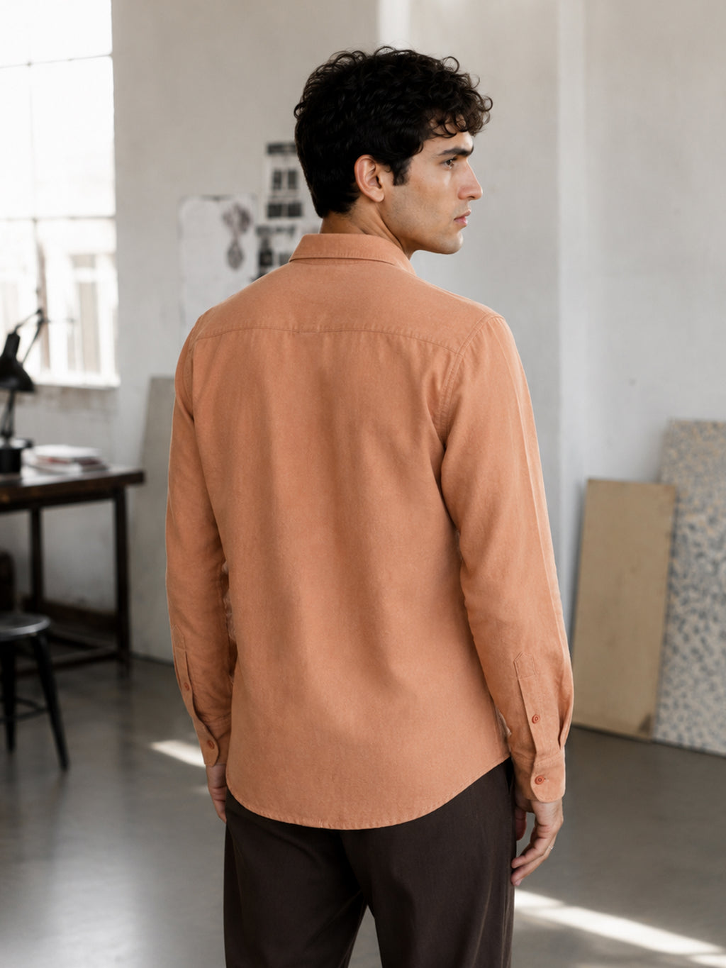 CAHOOT Men's Peach Solid Shirt - view 3