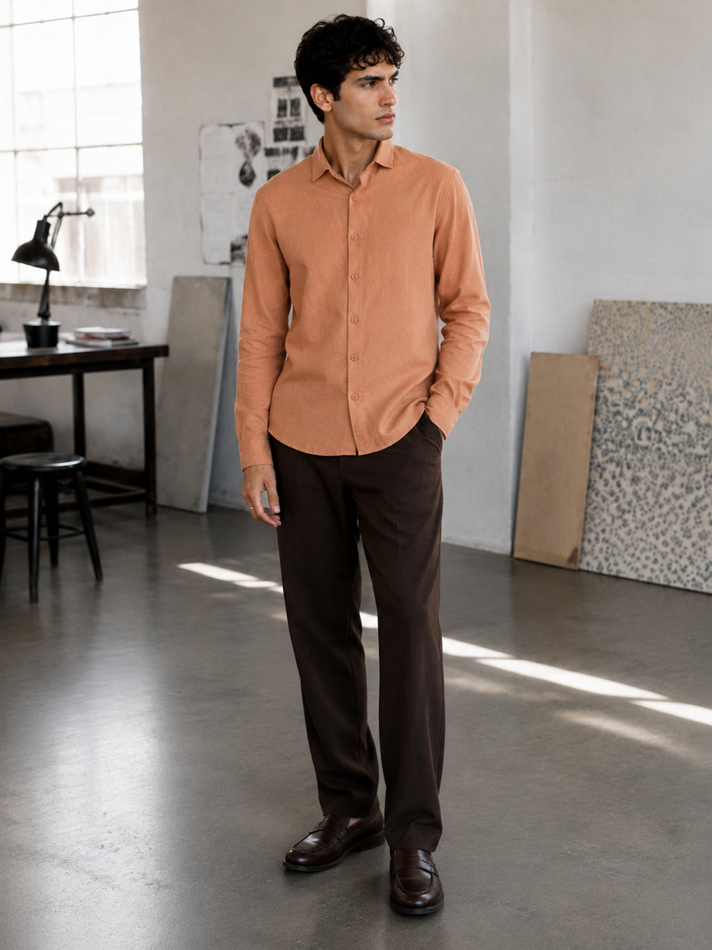 CAHOOT Men's Peach Solid Shirt - view 4