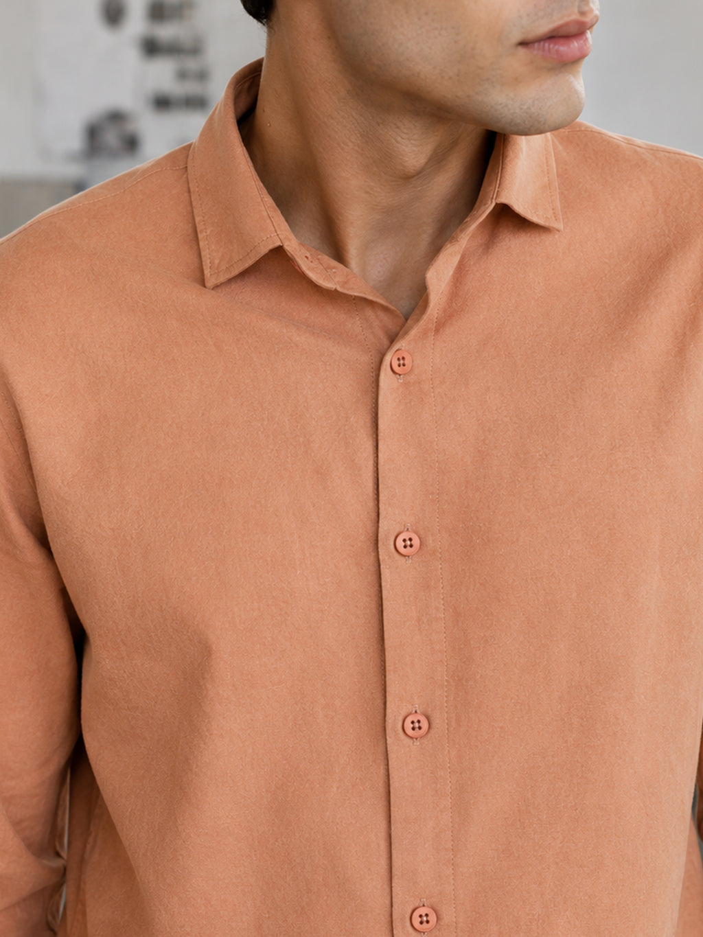 CAHOOT Men's Peach Solid Shirt - view 5