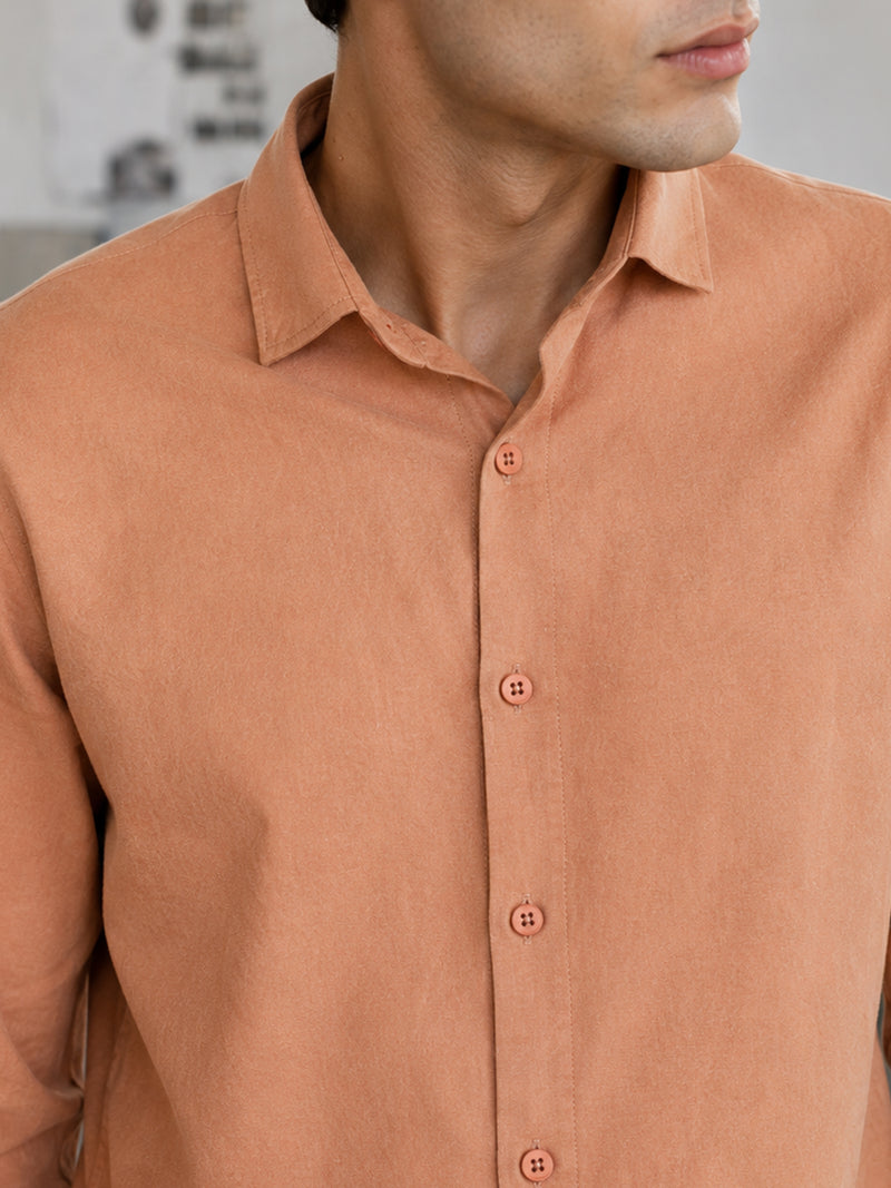 CAHOOT Men's Peach Solid Shirt - view 5